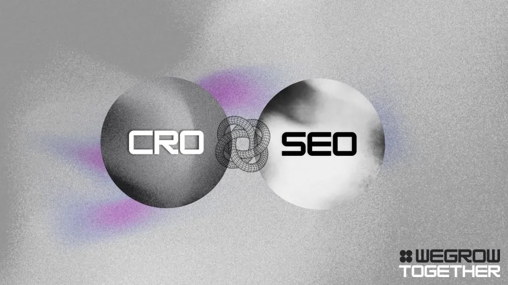 Δύο κύκλοι με τις λέξεις CRO και SEO ενωμένοι μεταξύ τους